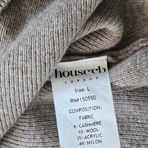 House of CB Yvette Button Front Long Sleeve Dress Wool Blend New With Tags Large - Picture 8 of 17